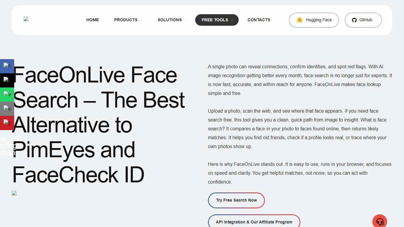Free Face Search Online - The Best Alternative to PimEyes and FaceCheck ID - FaceOnLive : On-Premises ID Verification & Biometrics Solution Provider